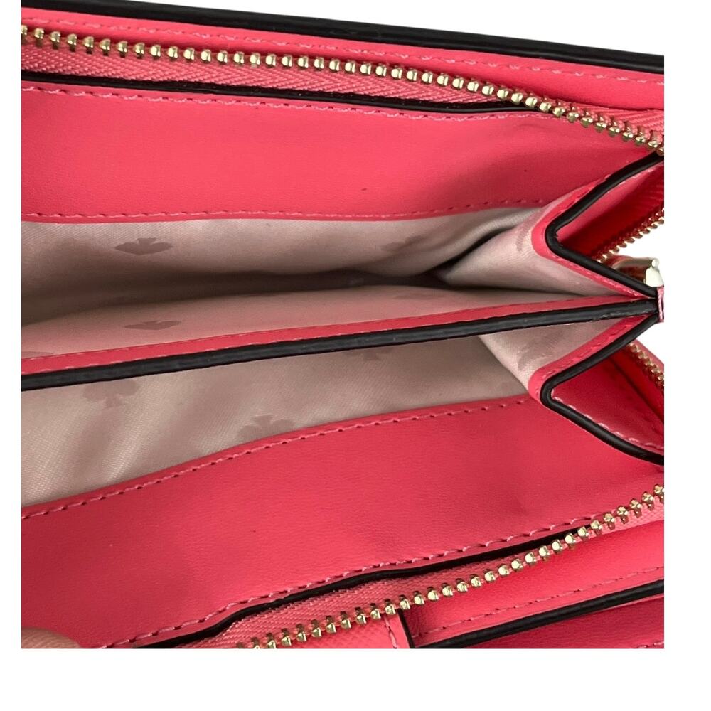 Kate Spade NY 2 Fold Wallet Salmon Pink Solid Color - Picture 6 of 7
